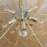 Barovier & Toso Style Gold-Palmette Murano Glass Pendant Chandelier