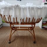 Vintage rattan cradle
