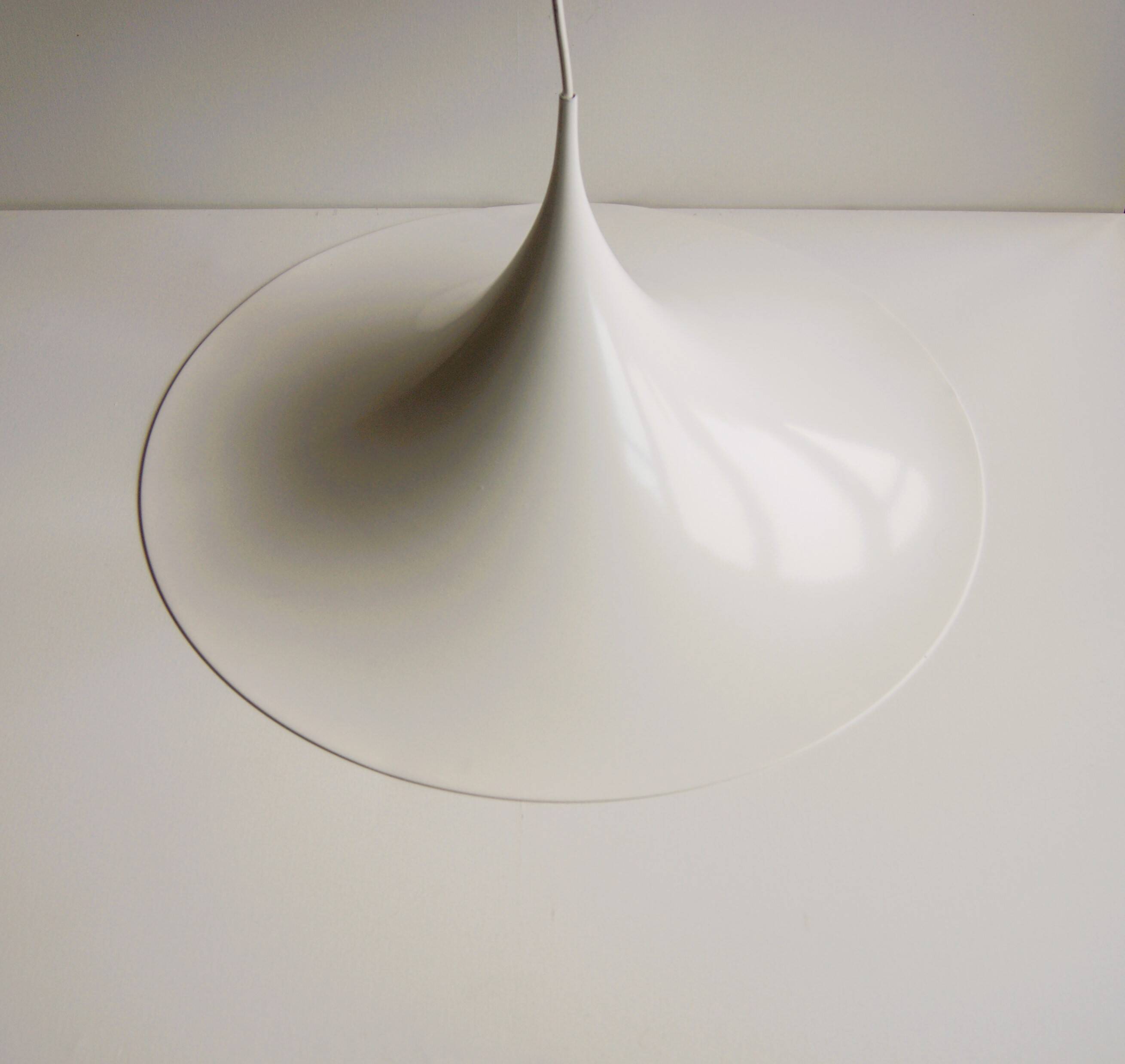 Large White Witch Hat Semi Pendant - Design by Bonderup and Thorup for Fog and Morup, 1960s.
