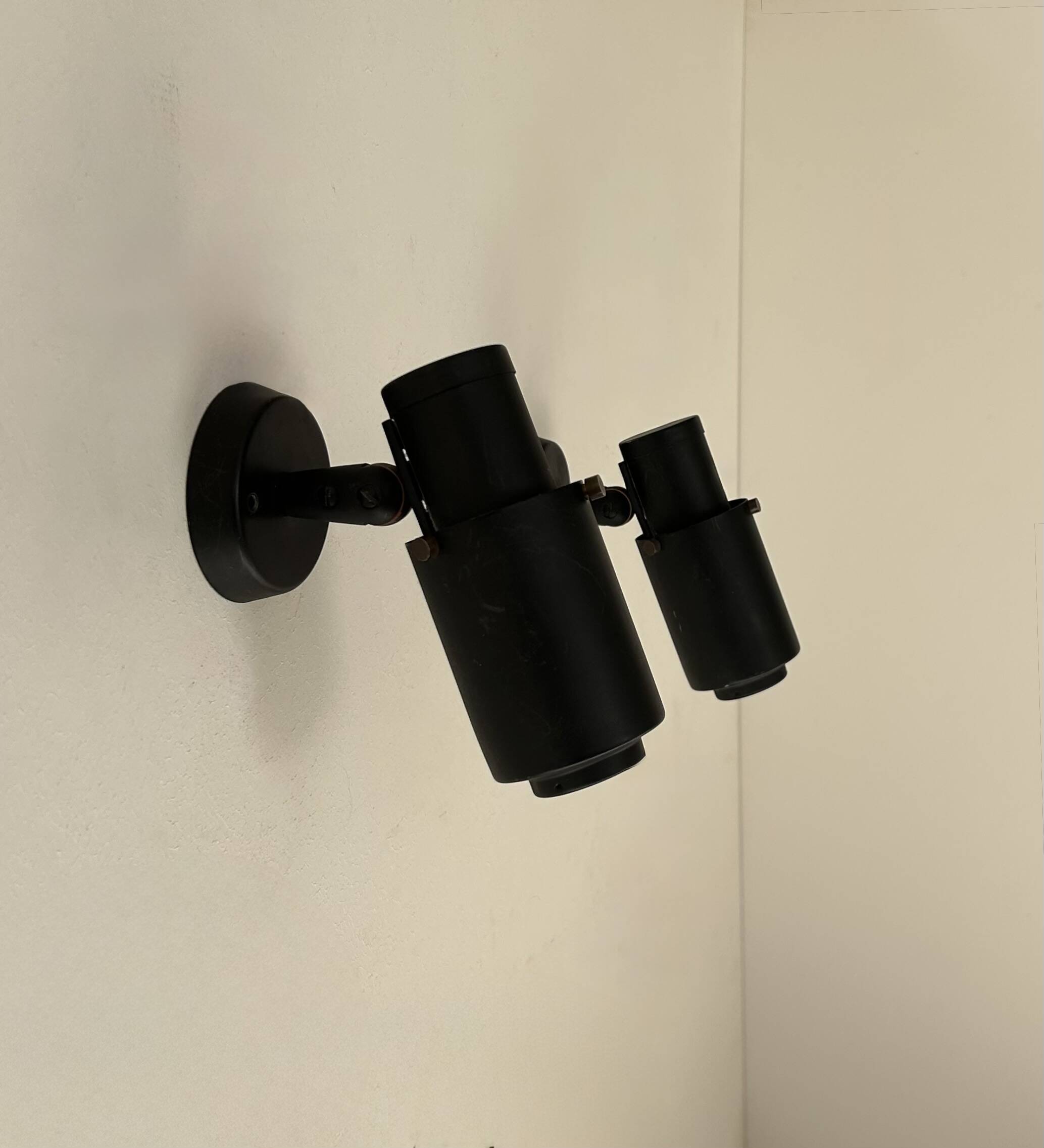 Pair of vintage Zodiac wall lights by Jacques Biny, matte black, France 1960s