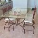 Table fer forgé et verre avec 4 chaises
