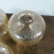 Set of 3 vintage amber textured glass globes/shades.