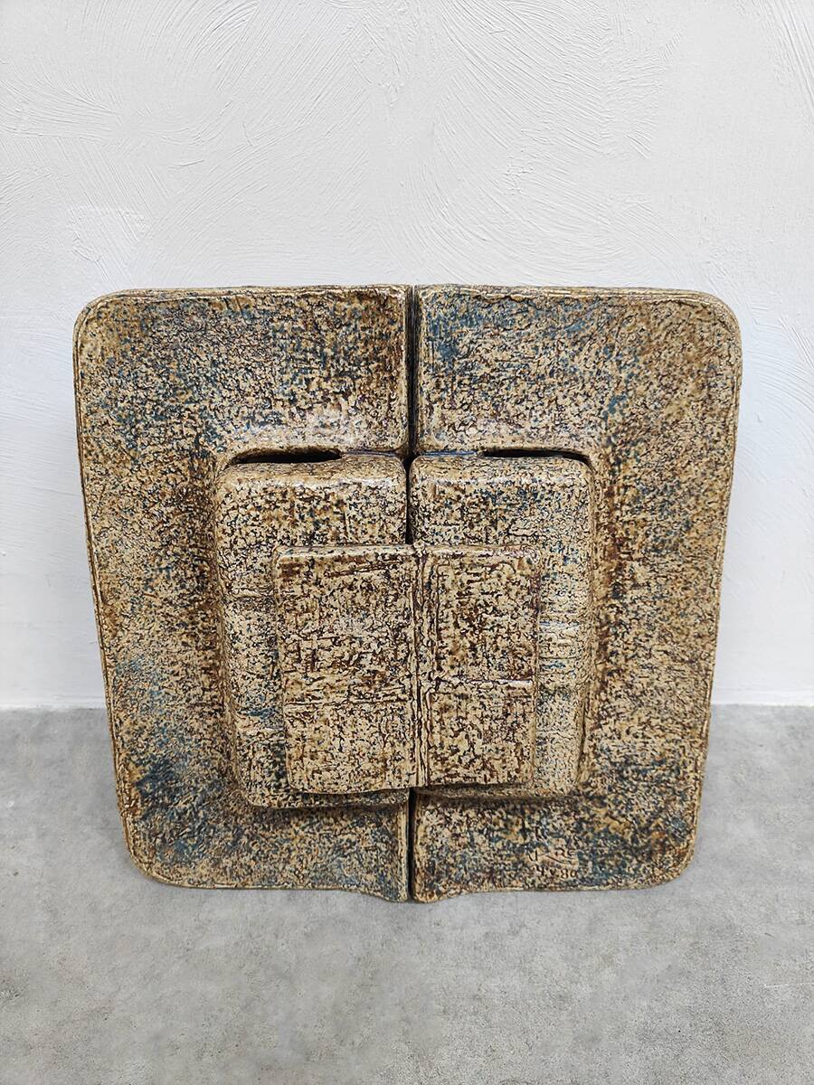Rare large vintage brutalist ceramic wall light 1970