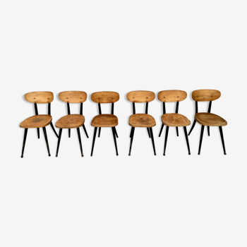 Series of 6 chairs bistro stamped Baumann