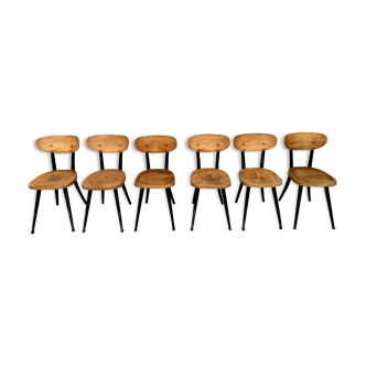 Series of 6 chairs bistro stamped Baumann
