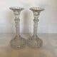Pair of old twisted candlesticks with diamond tips.