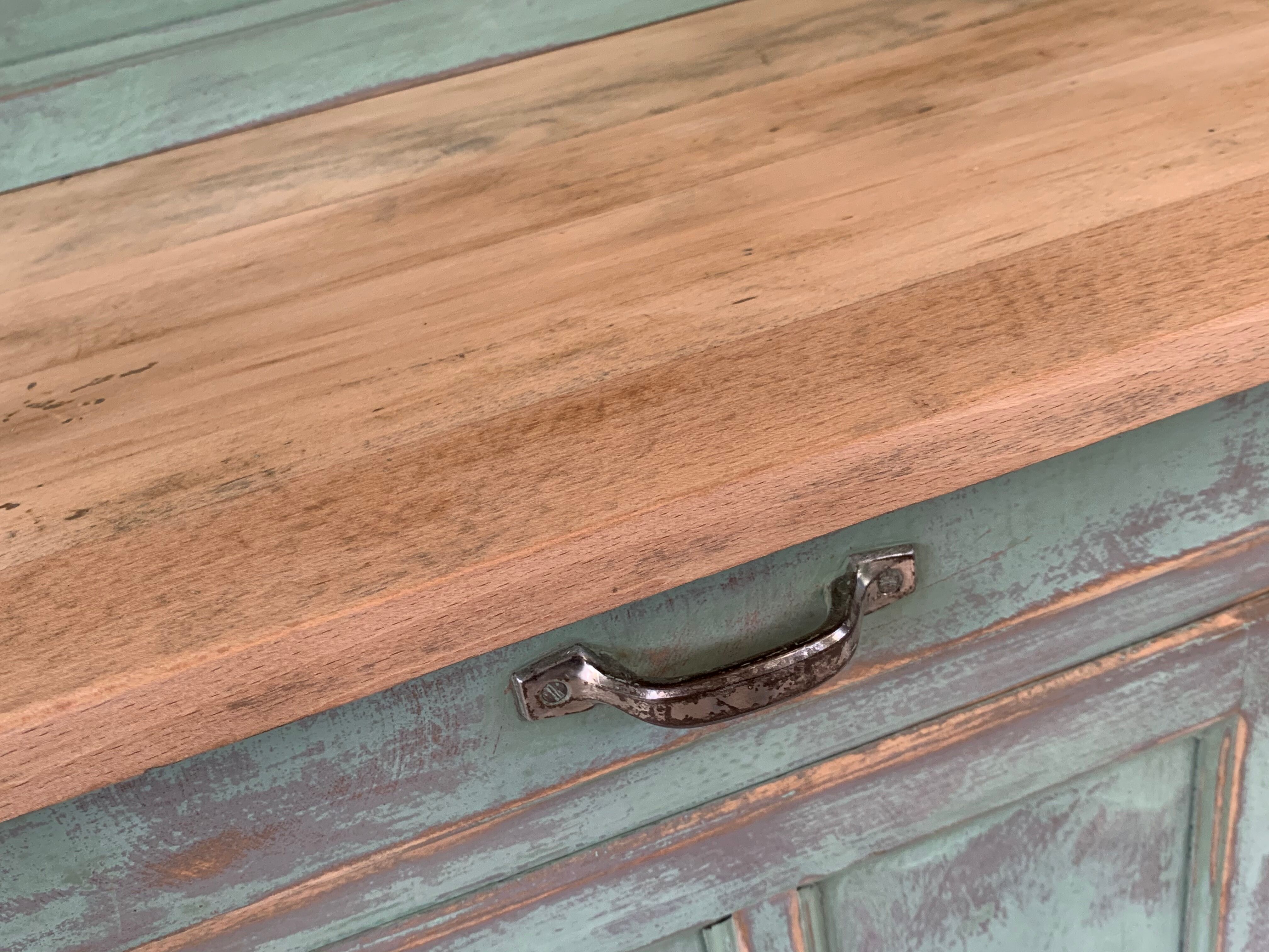Parisian buffet patine celadon green and bluish grey