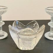 Vintage-style crystal candlesticks in the style of LITTLA