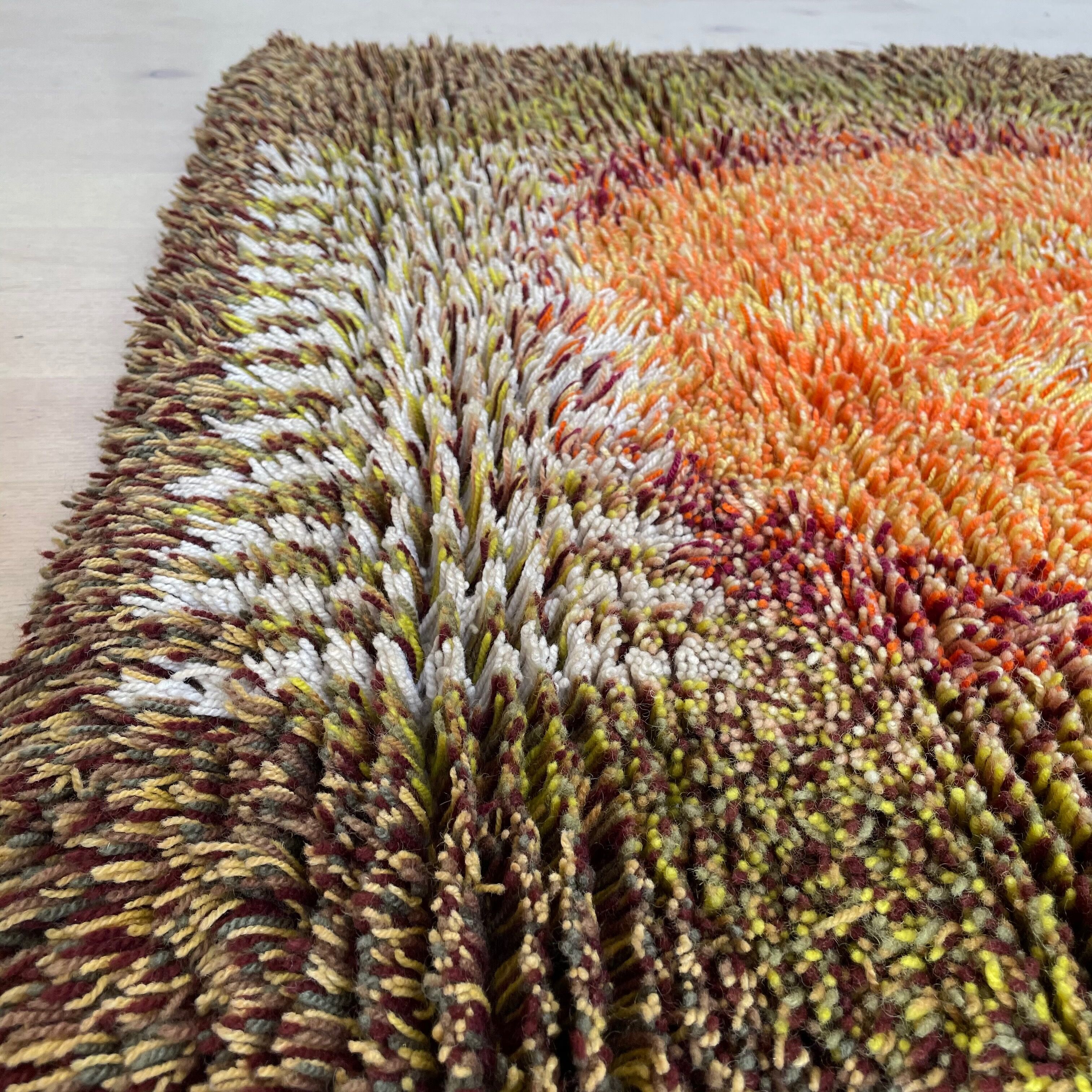 Original ABSTRACT Scandinavian High Pile Pop Art Rya Rug Carpet, Sweden, 1960s