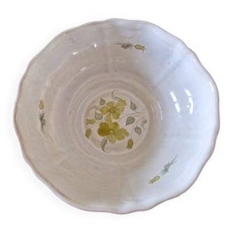 Henriot in Quimper - Glazed terracotta salad bowl with green flower decoration