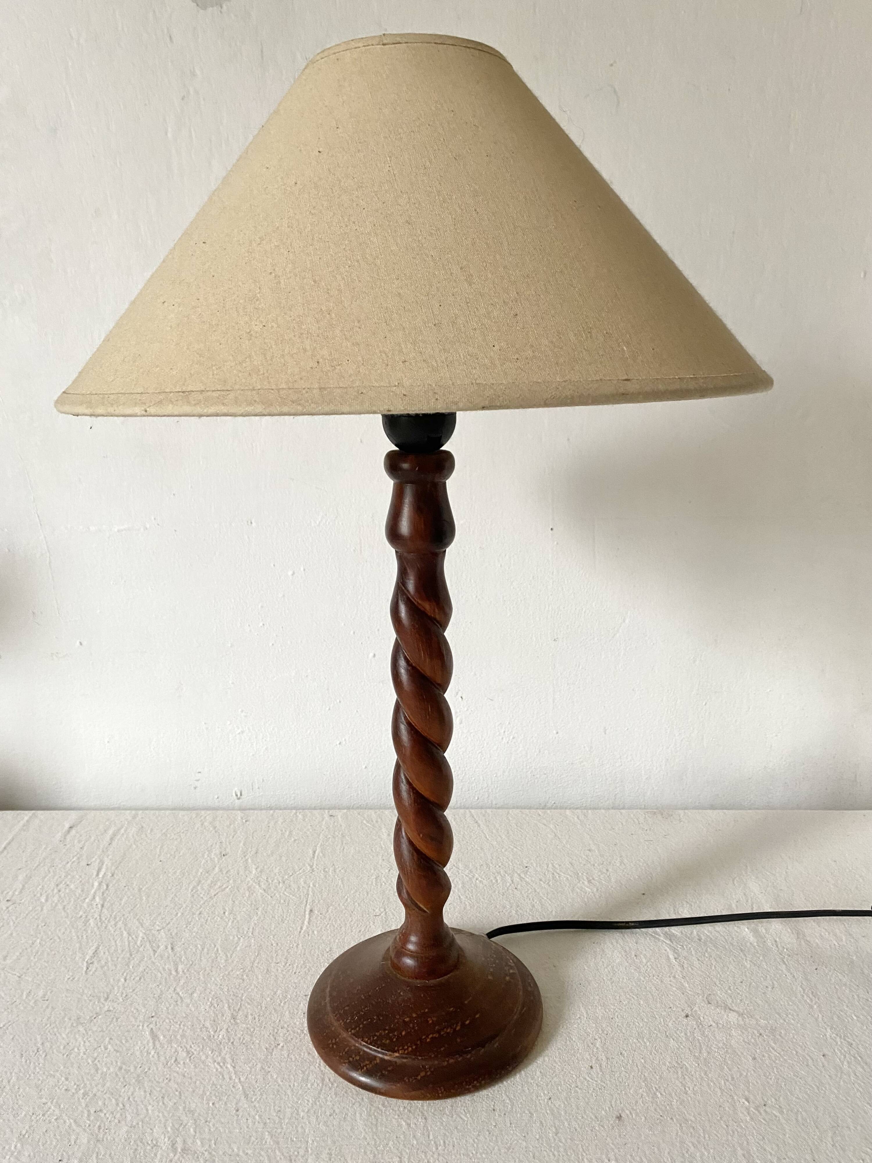 Turned wooden lamp h 50