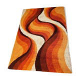 Large Psychedelic "WAVE"High Pile Rug by Prinstapijt Desso, Netherlands 1970s