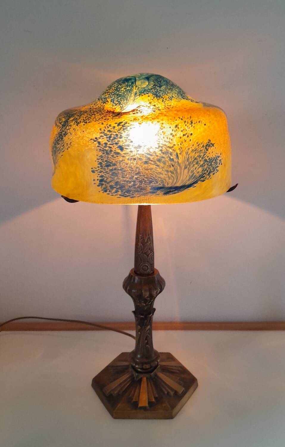 Art Nouveau style lamp 1950 Paris Star Trade Mark and glass paste