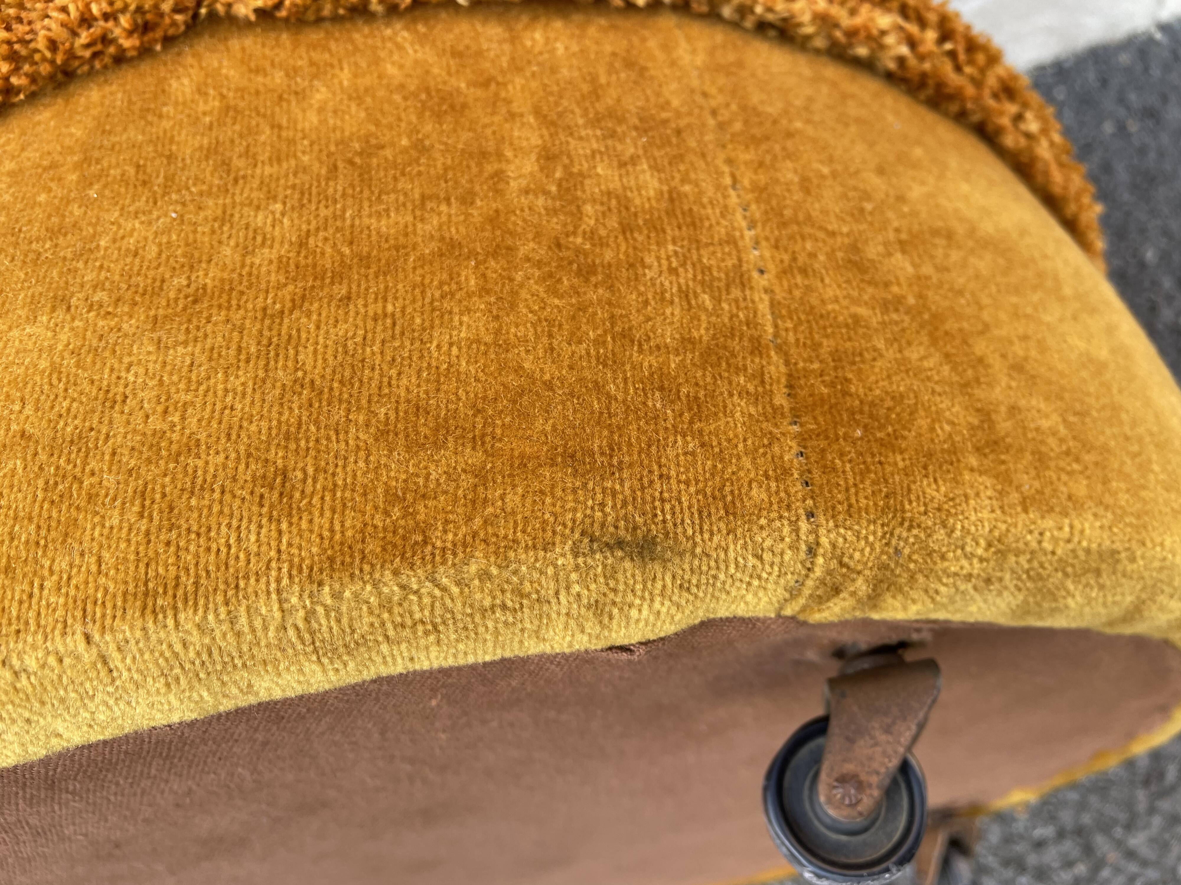 Golden yellow velvet pouf