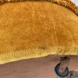 Golden yellow velvet pouf