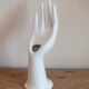 Vintage hand - white ceramic flower ring or pique
