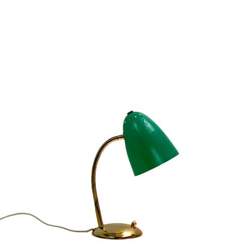 Lampe vintage verte et laiton, 1950