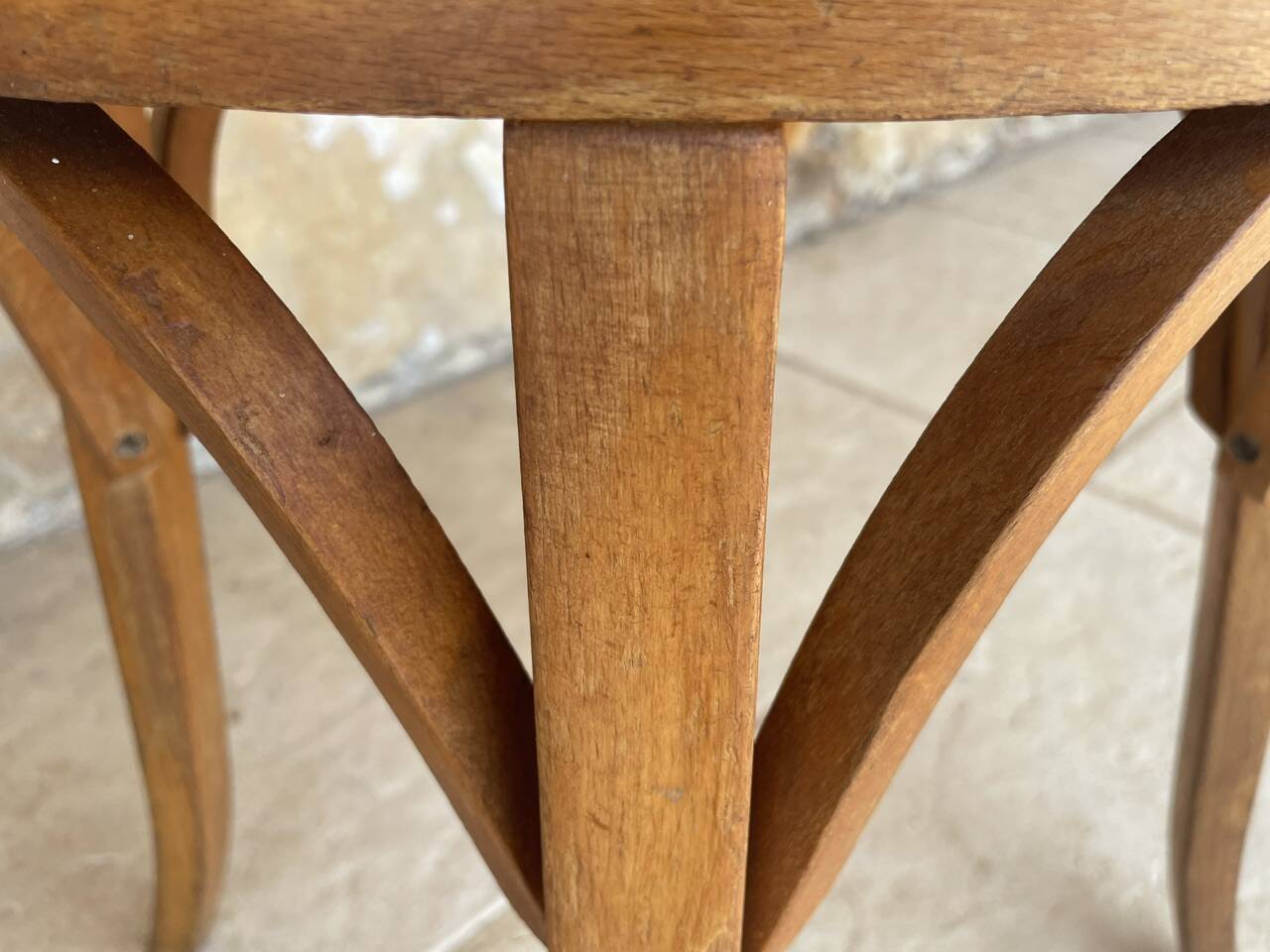 Vintage Curved Wood Stool, Baumann, Circa 1950s/1960s