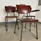 Set of 3 Galvanitas mahogany school chairs 1970s Netherlands