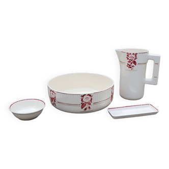 Complete 1940s earthenware hygiene toilet set