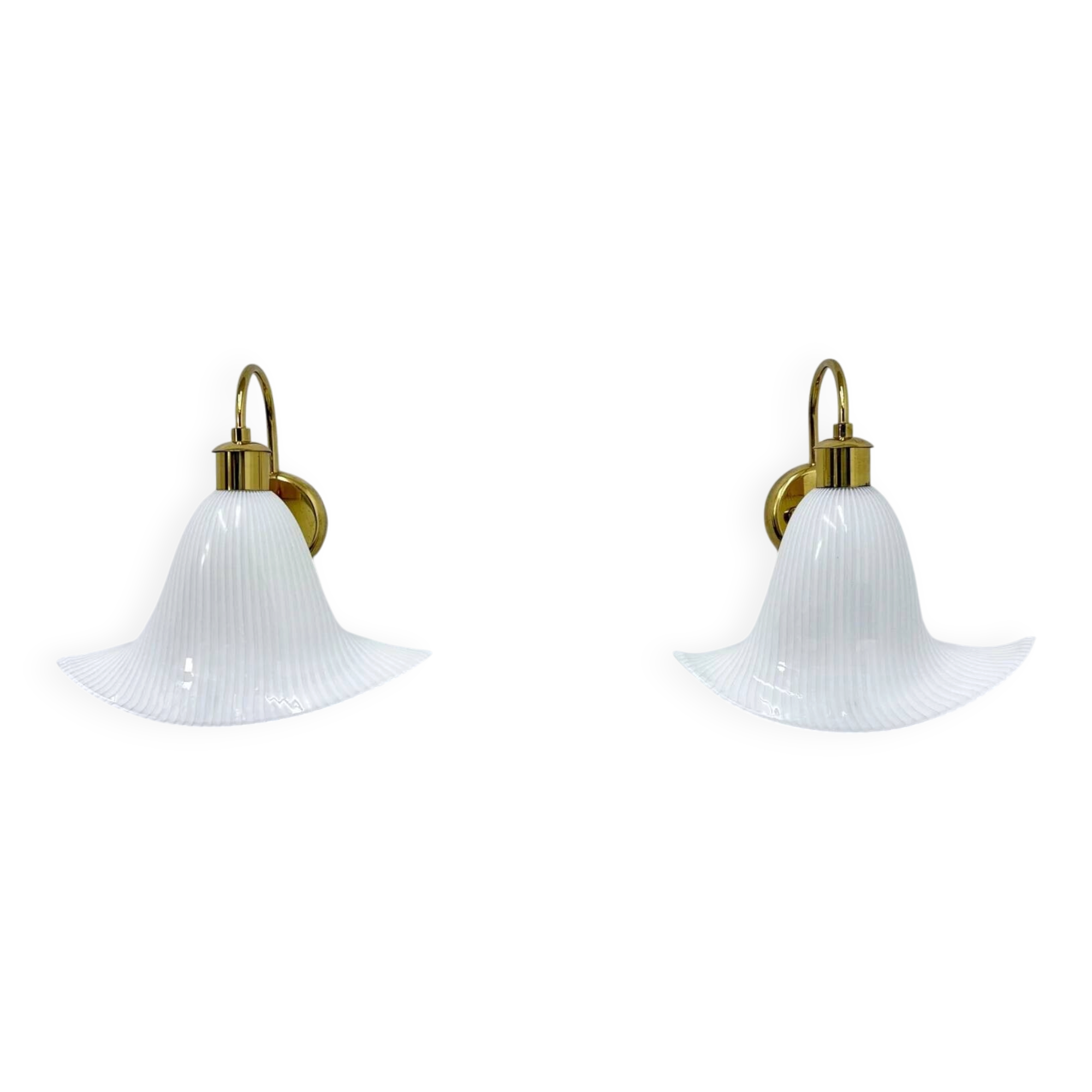 Murano glass Italian pair of sconces striped glass, 1970s