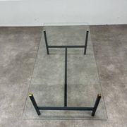 Table basse années 50 verre et métal noir