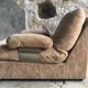 Space age armchair in velvet beigen armrests stainless steel 1970