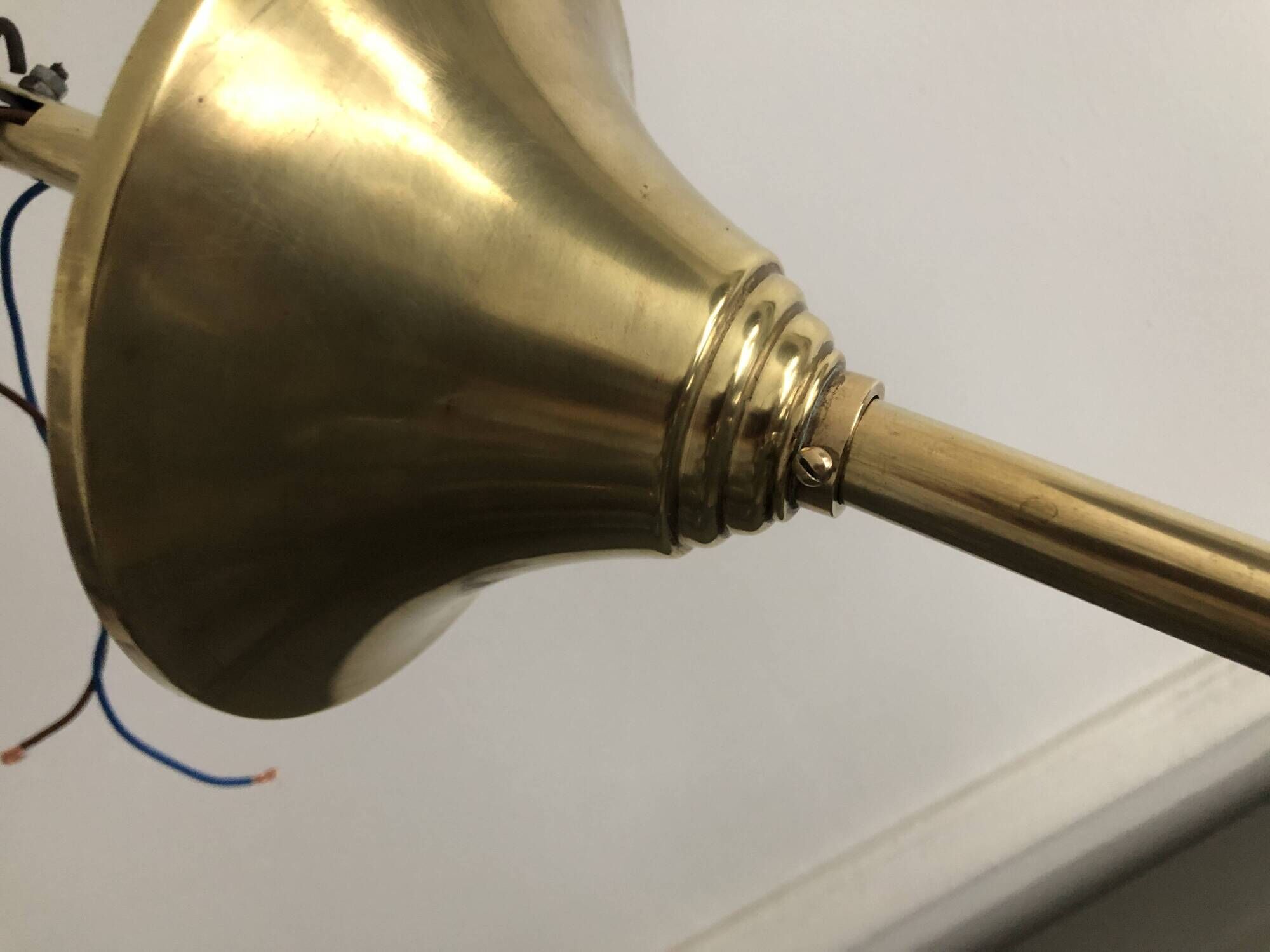 1950s six-branch brass and glass chandelier