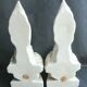 Cracked white ceramic Art Deco book-snables: Birds, Doves