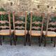 Chaises vintage paillées en chêne massif