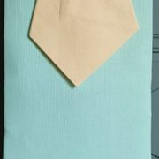 Water green tablecloth & 6 yellow napkins. France around 1980.