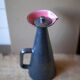 Ceramic pitcher of Louviers manufacture 50s, pitcher with conical handle