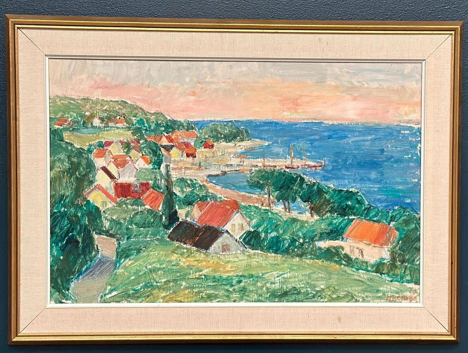 Huile sur panneau originale suédoise – « Côte » par Jon Hedman datée de 73 – Vintage et encadrée – 70 × 51 cm (27,6" × 20,1")