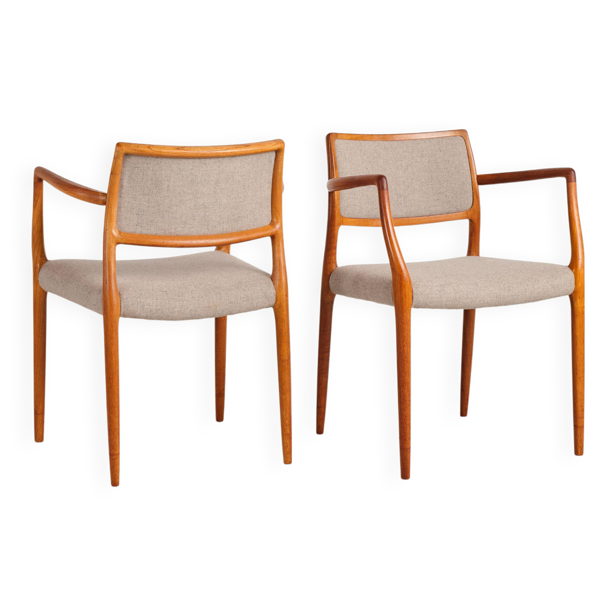 Ensemble de 2 fauteuils danois Niels O. Møller 65, design du XXe siècle