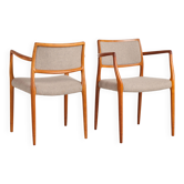 Set of 2 Danish armchairs by Niels O. Møller 65, 20th-century design.