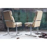 Set of 4 vintage chrome chairs 1970