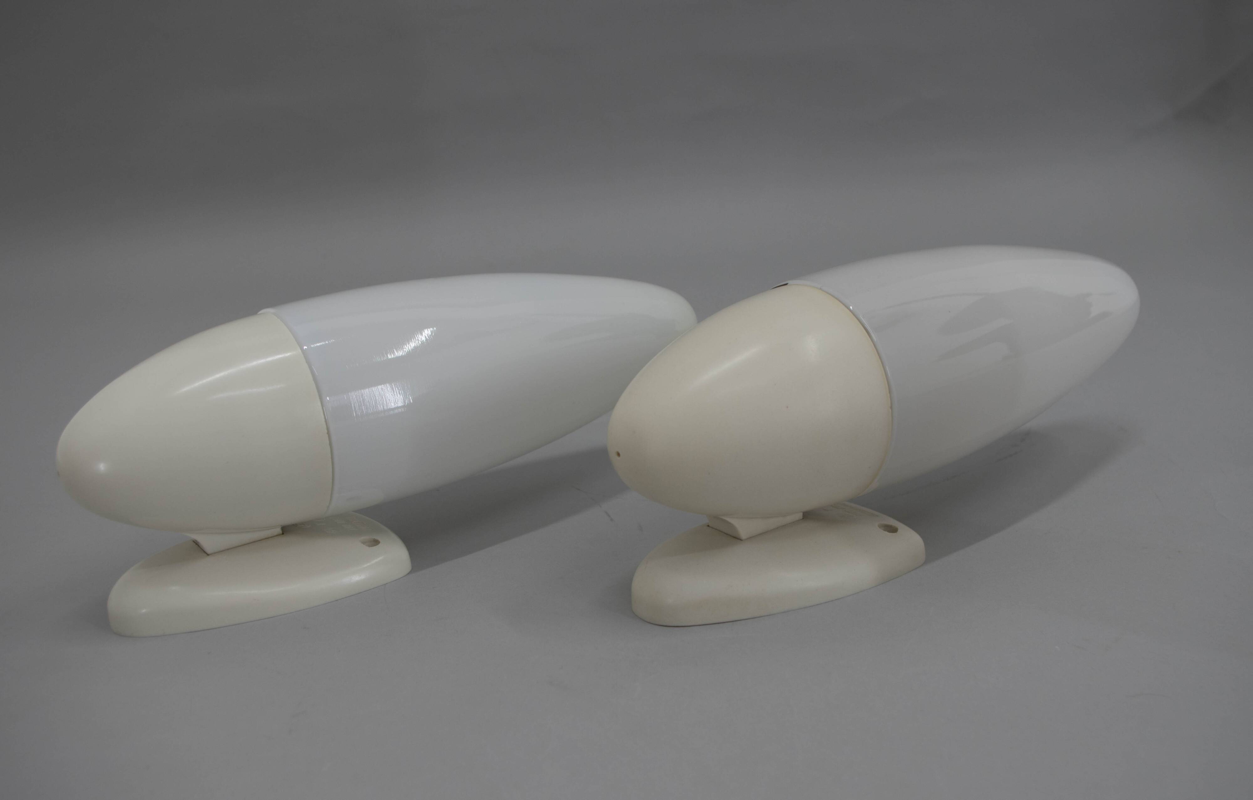 Set of Two Space Age Wall Lamps, Czechoslovakia, 1960s