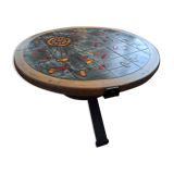 Vallauris table basse signé drac 1960 bois faïence acier