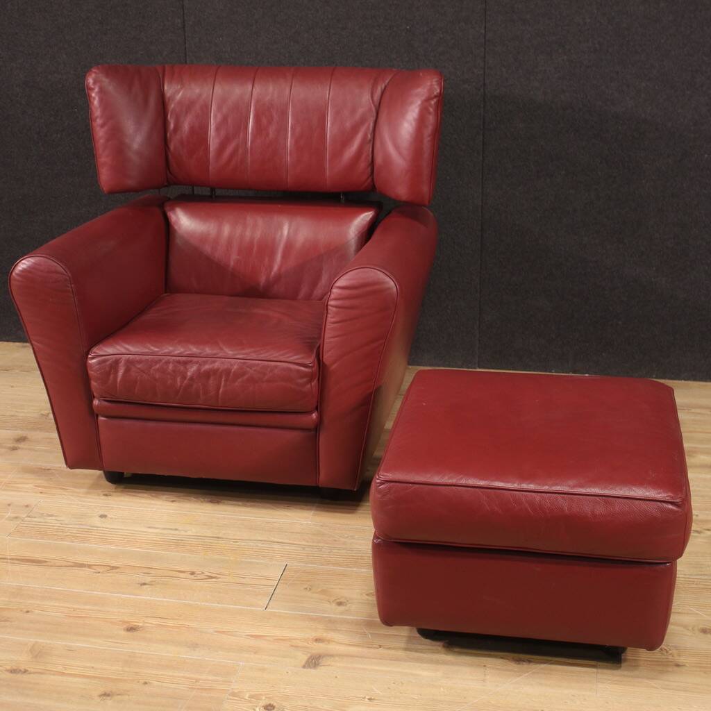 Italian armchair with footstool design production Zanotta