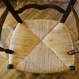 Fauteuil provençal ancien en bois et paille