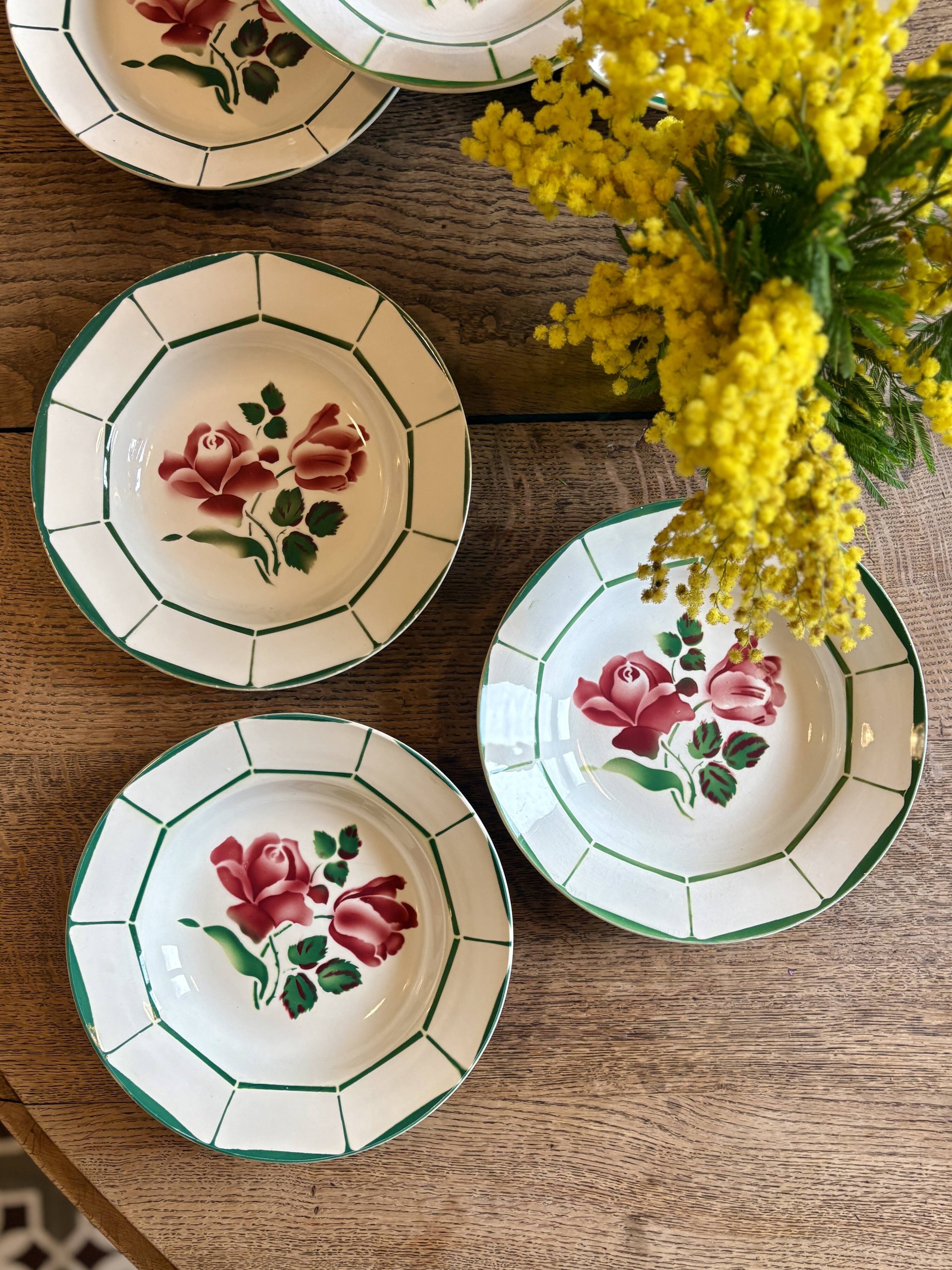 Lot de 6 assiettes creuses Monique de Digoin Sarreguemines