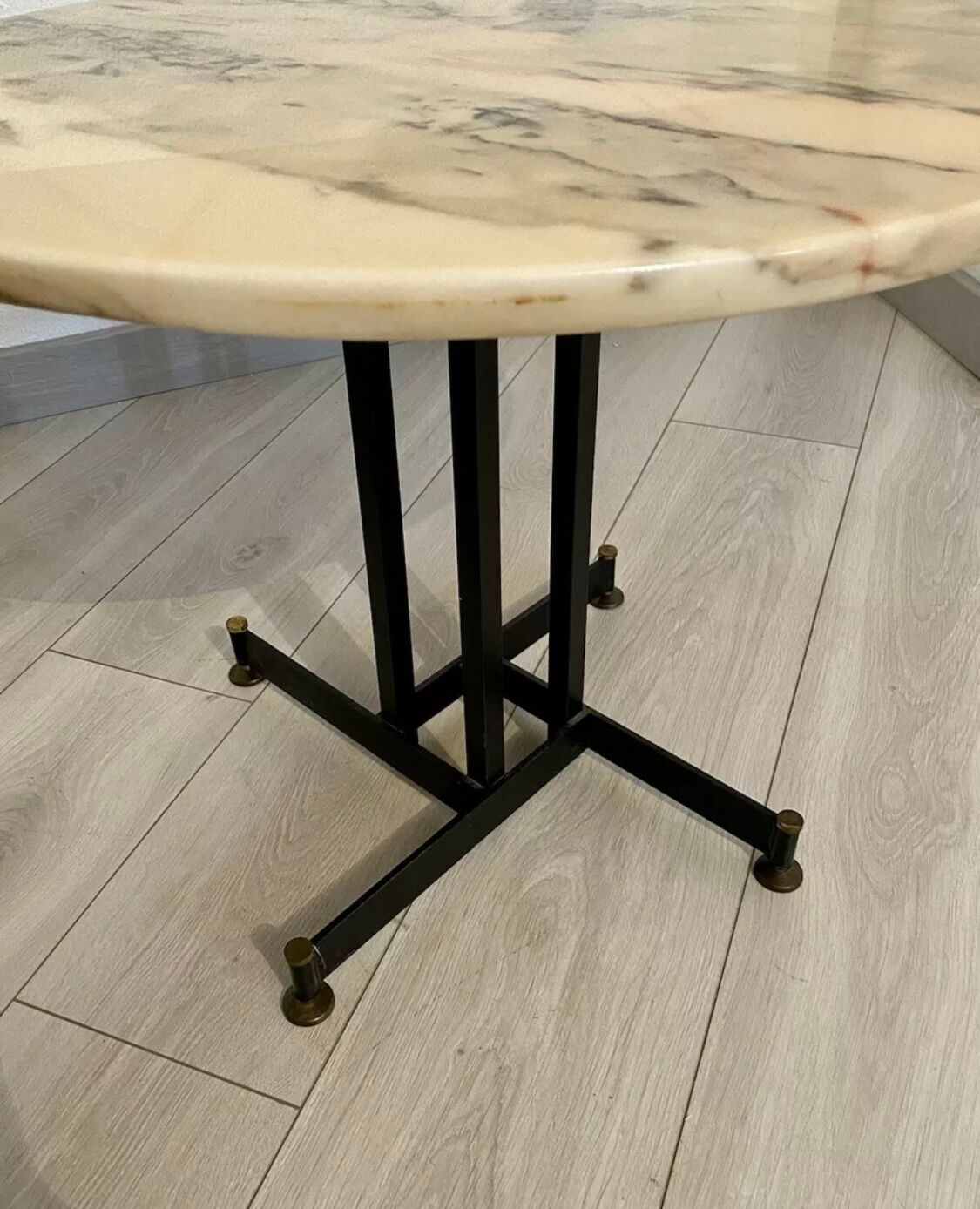 Table guéridon marbre et metal design italien annee 60