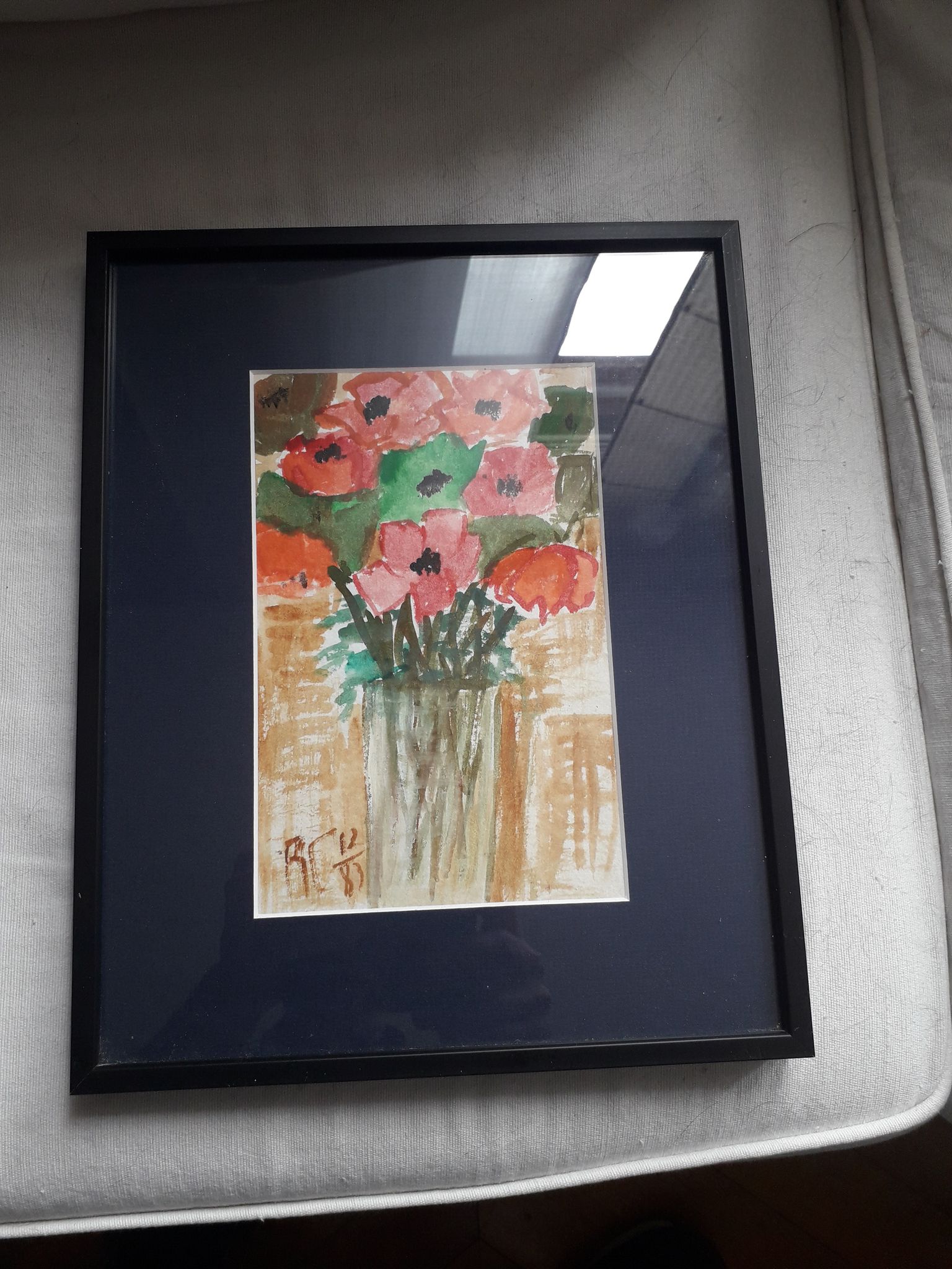 Old painting representing a bouquet of flowers