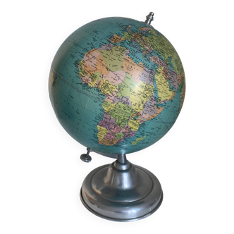 Vintage 1964 terrestrial globe Taride aluminum - 36 cm
