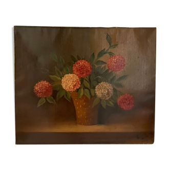 Oil on canvas pompoms