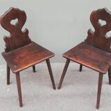 Pair of antique solid oak chairs