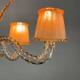 Venetian chandelier in colorless and gilded Murano glass circa 1950