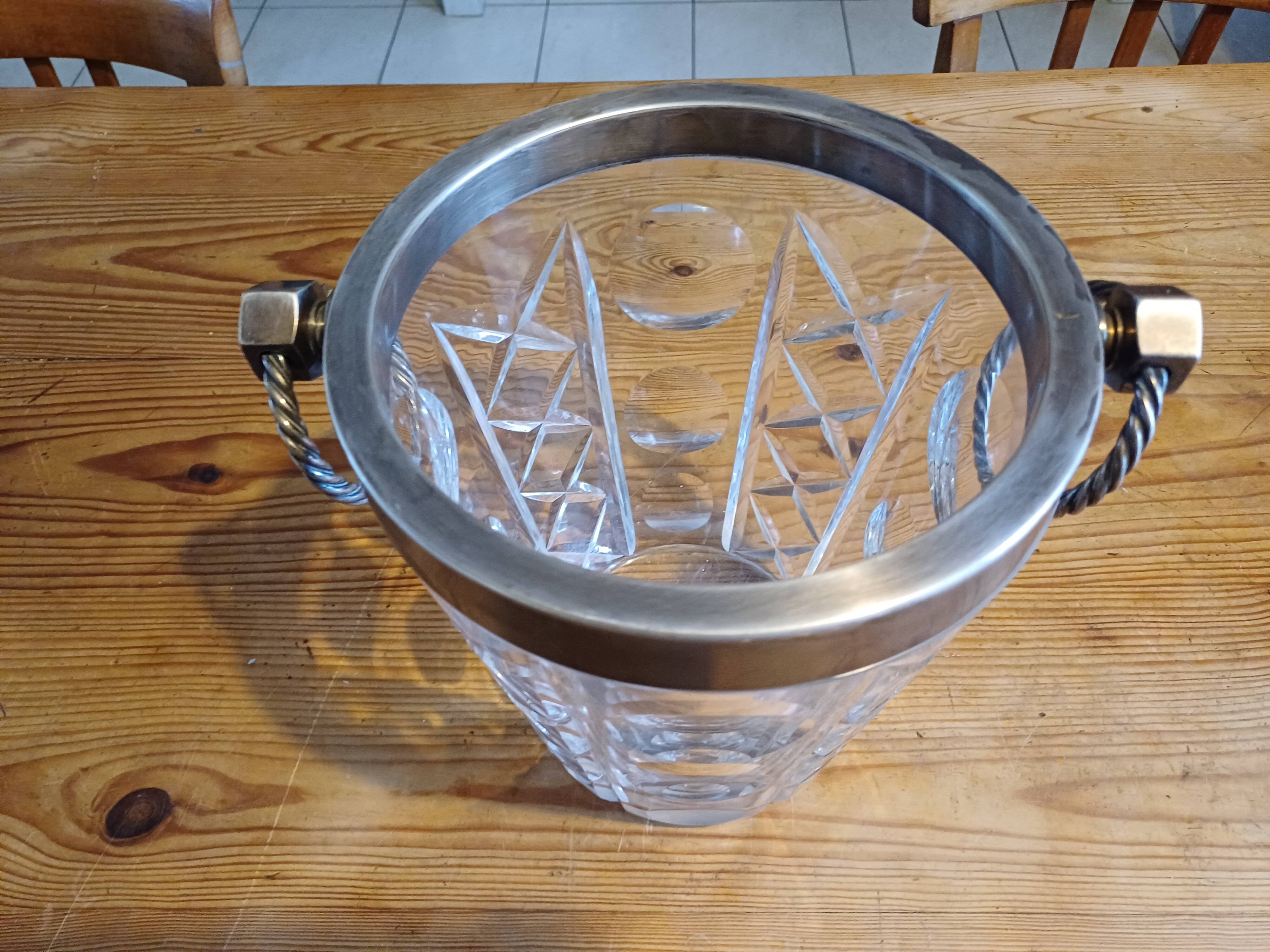 Crystal and Silver Metal Ice Bucket