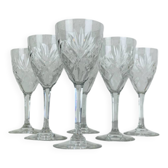6 Chantilly model stemmed glasses from Saint Louis, crystal, wine or port