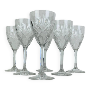 6 Chantilly model stemmed glasses from Saint Louis, crystal, wine or port
